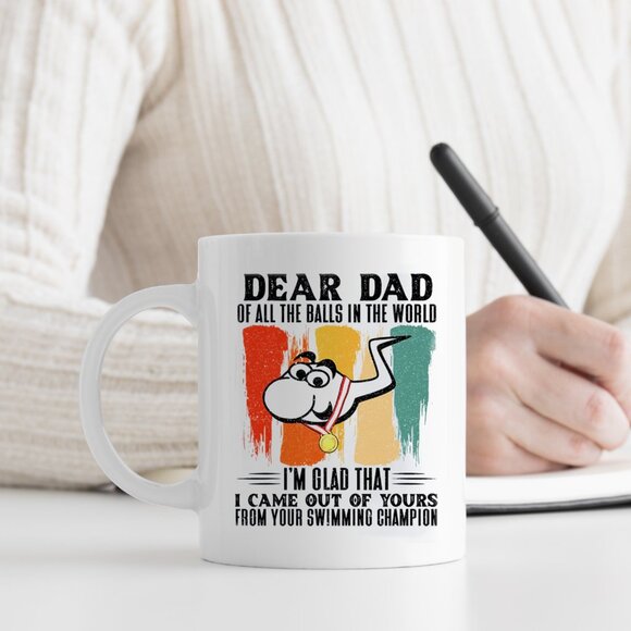 Funny Dad Mug | "Of All the Balls in the World" | White Ceramic 11 oz - Picture 1 of 4